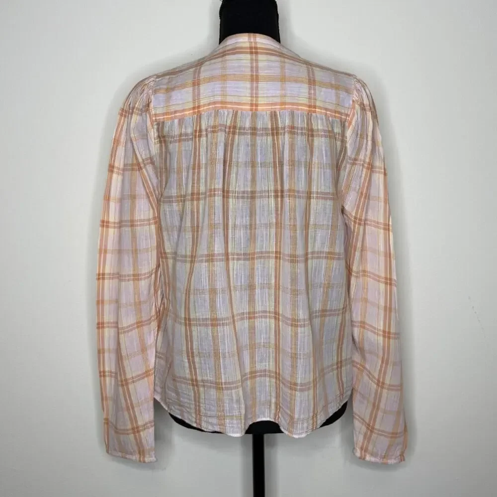 Ulla Johnson Plaid Cotton button Down Shirt Boho Spring Top